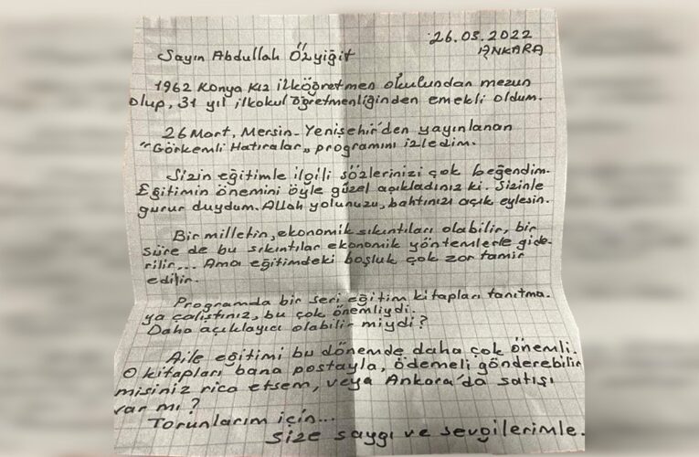 Başkan Abdullah Özyiğit’i duygulandıran mektup