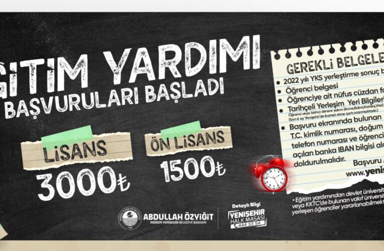 Yenişehir Belediyesinin eğitim yardımı başvuruları başladı