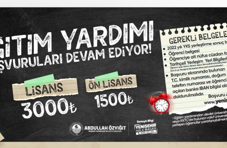 Yenişehir Belediyesinin eğitim yardımı başvuruları devam ediyor