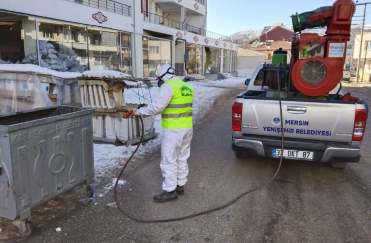 Yenişehir Belediyesi afet bölgesinde dezenfeksiyon çalışmalarına başladı