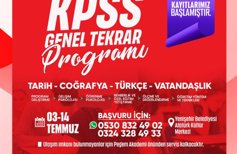 Yenişehir Belediyesinden ücretsiz KPSS genel tekrar programı