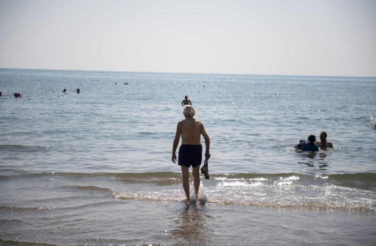 YAŞ ALMIŞLAR, SICAK HAVANIN TADINI DENİZDE YÜZEREK ÇIKARDI