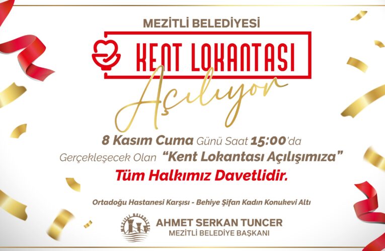 MEZİTLİ BELEDİYESİ’NDEN HALKA DESTEK, KENT LOKANTASI 8 KASIM’DA AÇILIYOR!